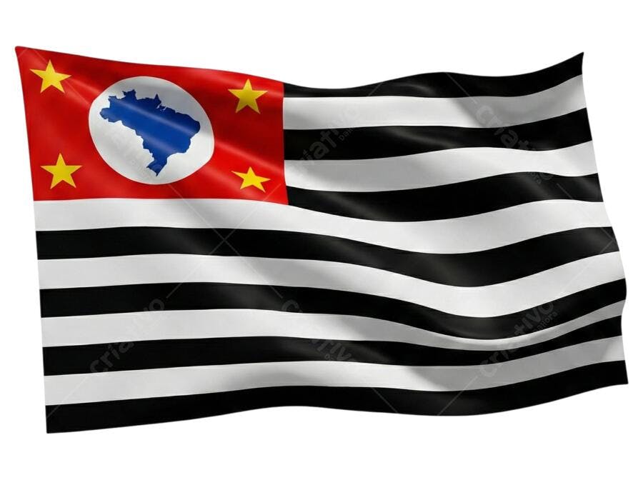 Bandeira de São Paulo Tremulando PNG Fundo Transparente