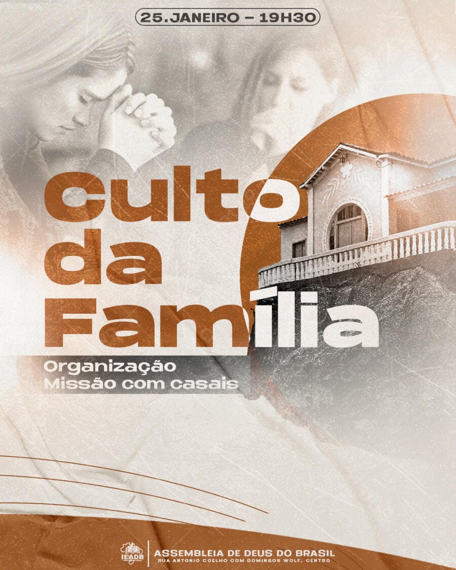 Flyer Culto da Família Igreja Cristã PSD Editável