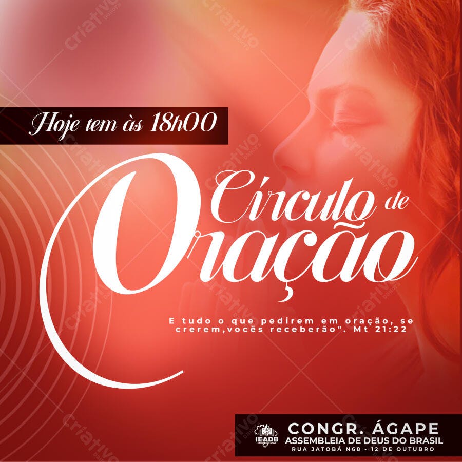 Post Instagram Círculo de Oração Igreja PSD Editável