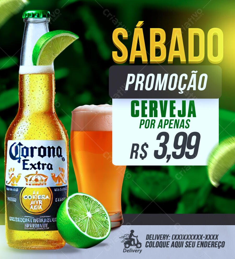 Post Instagram Promoção Cerveja Delivery PSD Editável