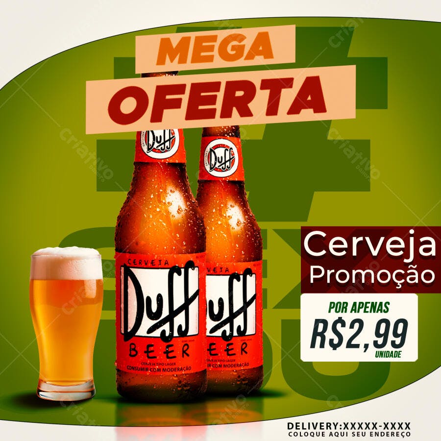 Post Instagram Cerveja Promoção Mega Oferta PSD Editável