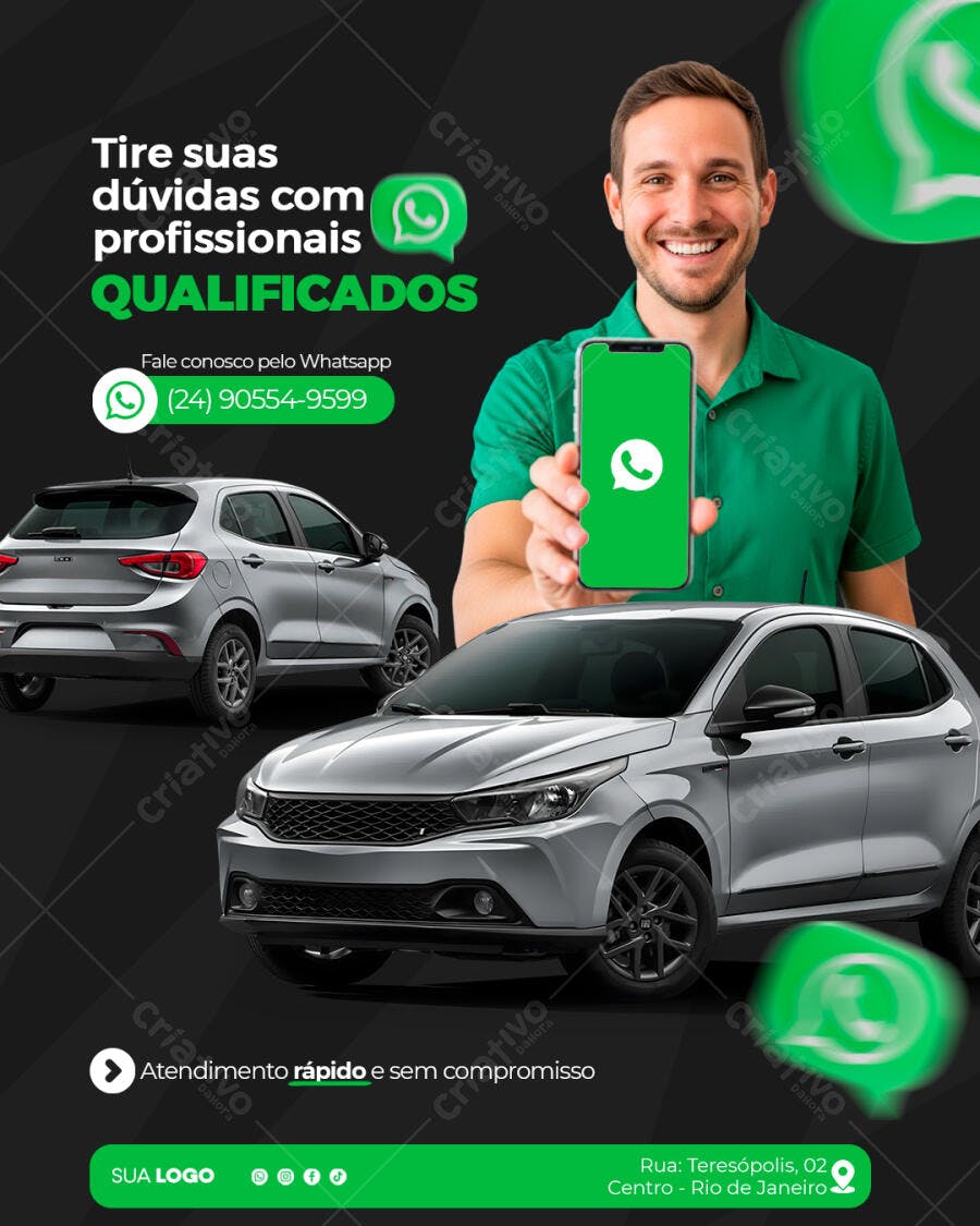 Post Instagram Loja de Carros Whatsapp PSD Editável