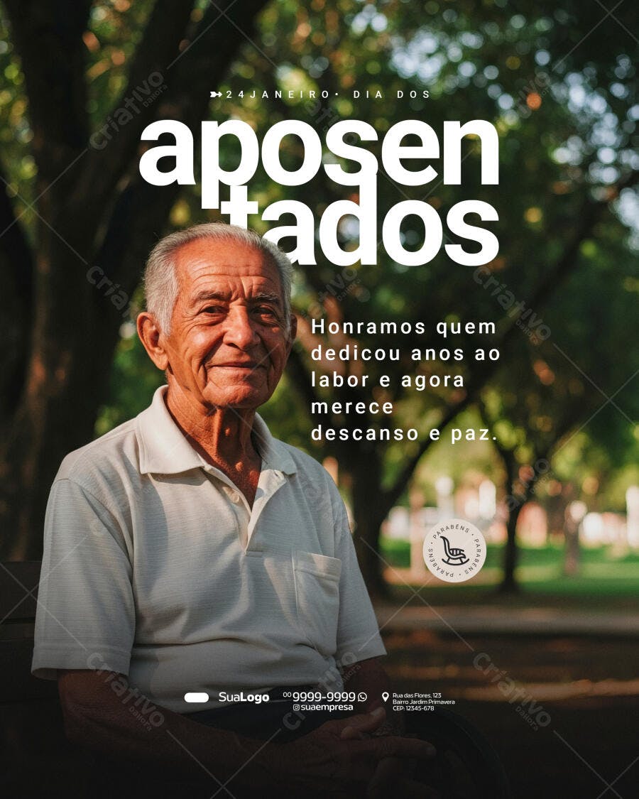 Post Dia dos Aposentados 24 de Janeiro PSD Editável
