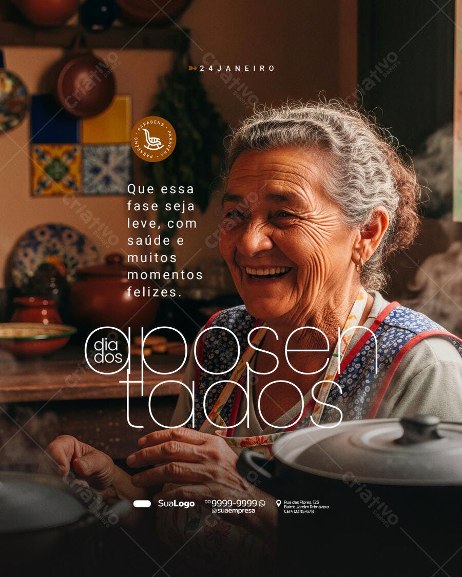 Post Dia dos Aposentados 24 de Janeiro PSD Editável