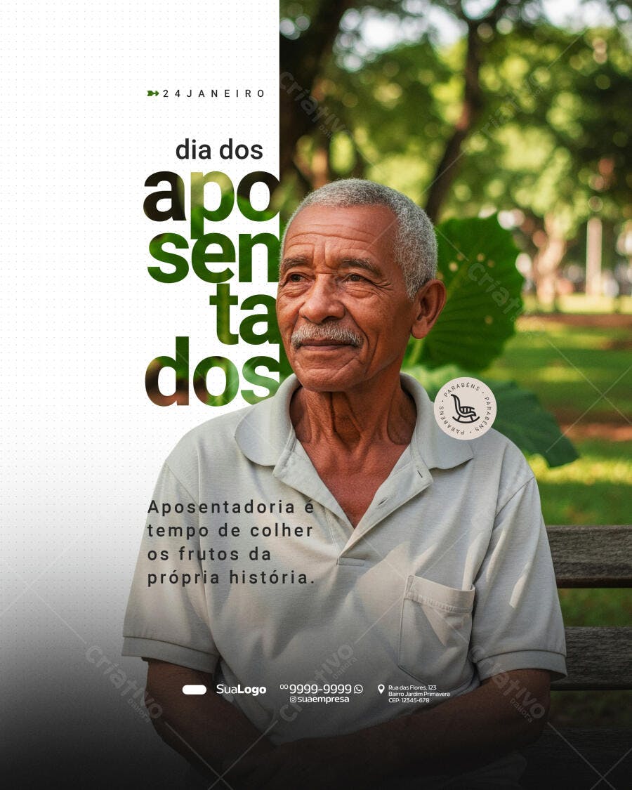 Post Instagram Dia dos Aposentados 24 de Janeiro PSD Editável