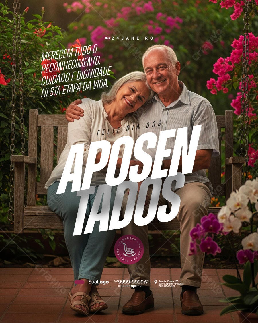 Post Instagram Dia do Aposentado 24 de Janeiro PSD Editável