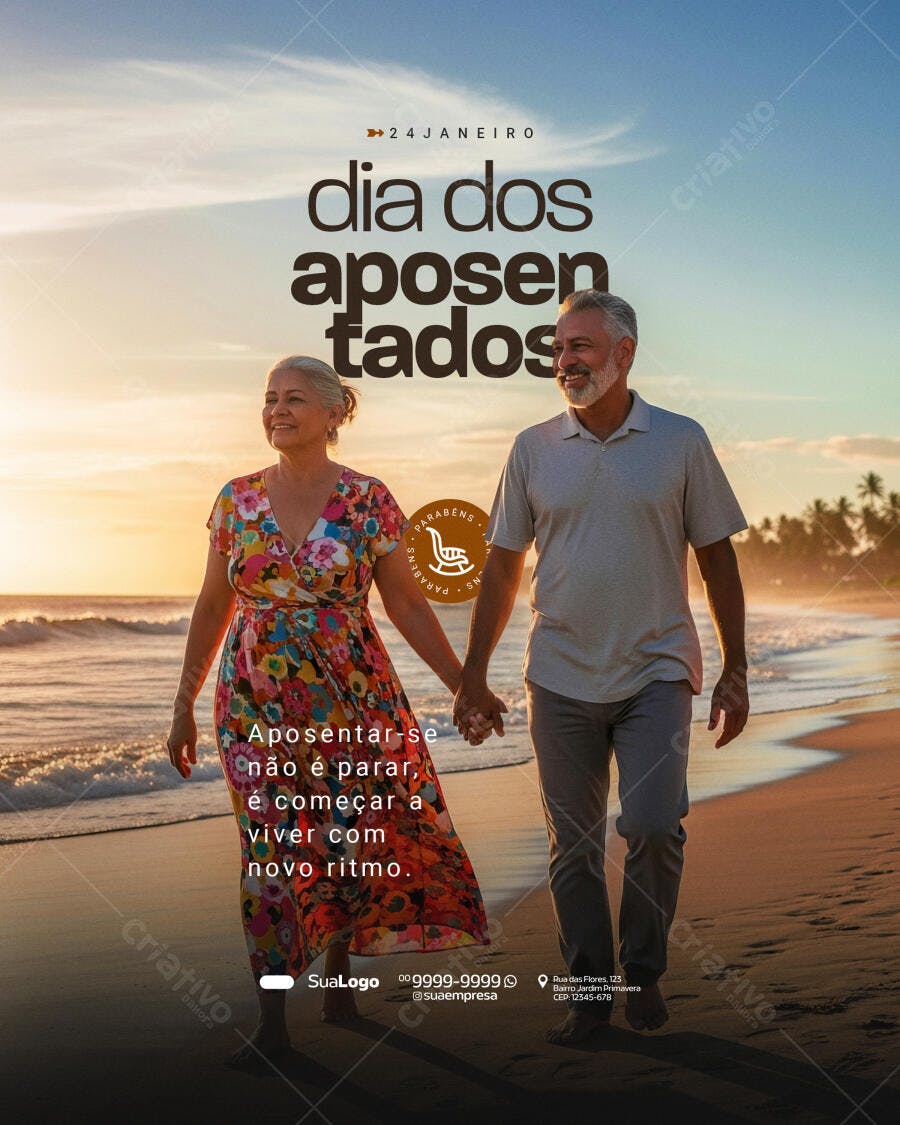 Post Instagram Dia dos Aposentados 24 de Janeiro PSD Editável