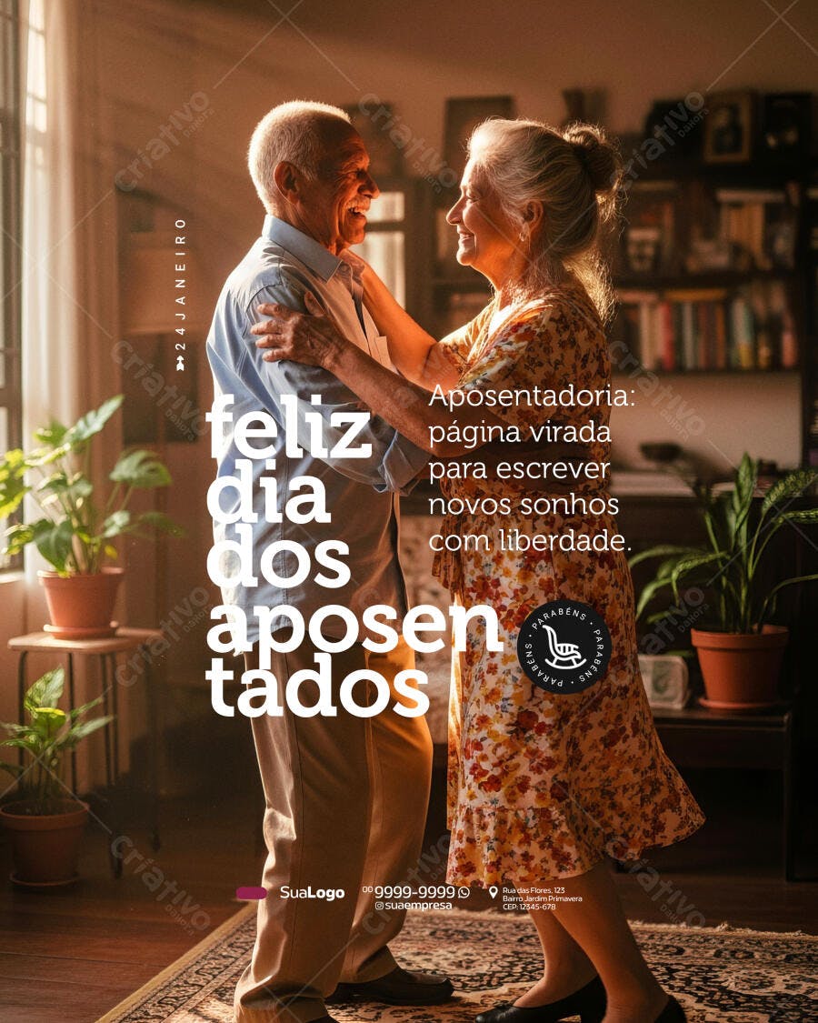 Post Instagram Dia dos Aposentados 24 de Janeiro PSD Editável