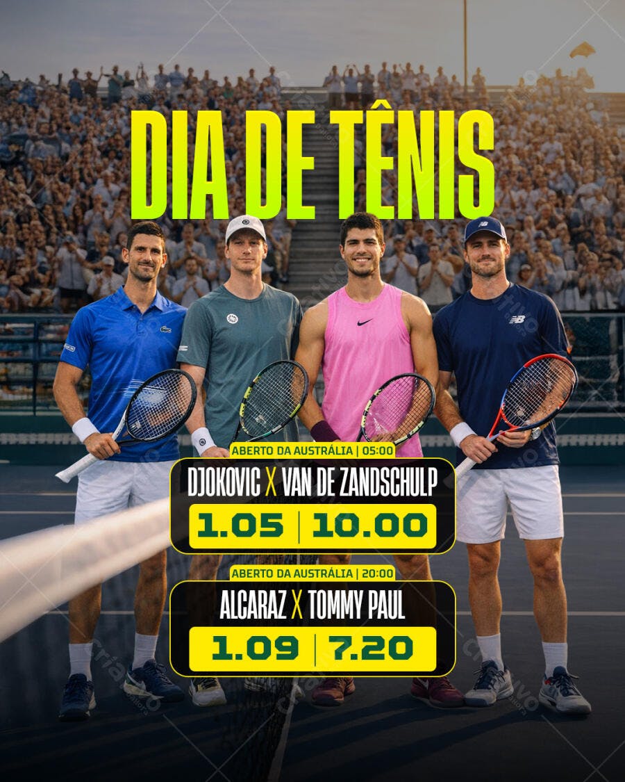 Post Instagram Dia de Tênis Apostas Esportivas PSD Editável