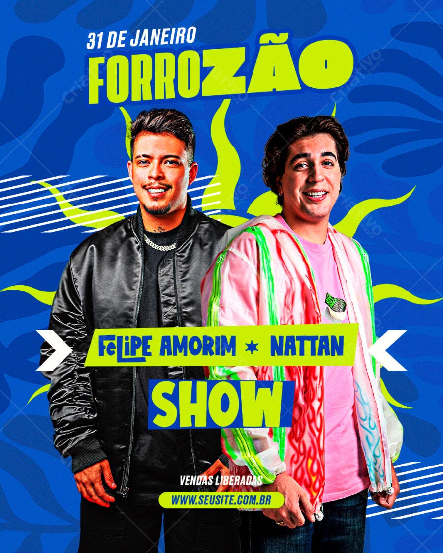 Flyer Forrozão Show Felipe Amorim Nattan PSD Editável