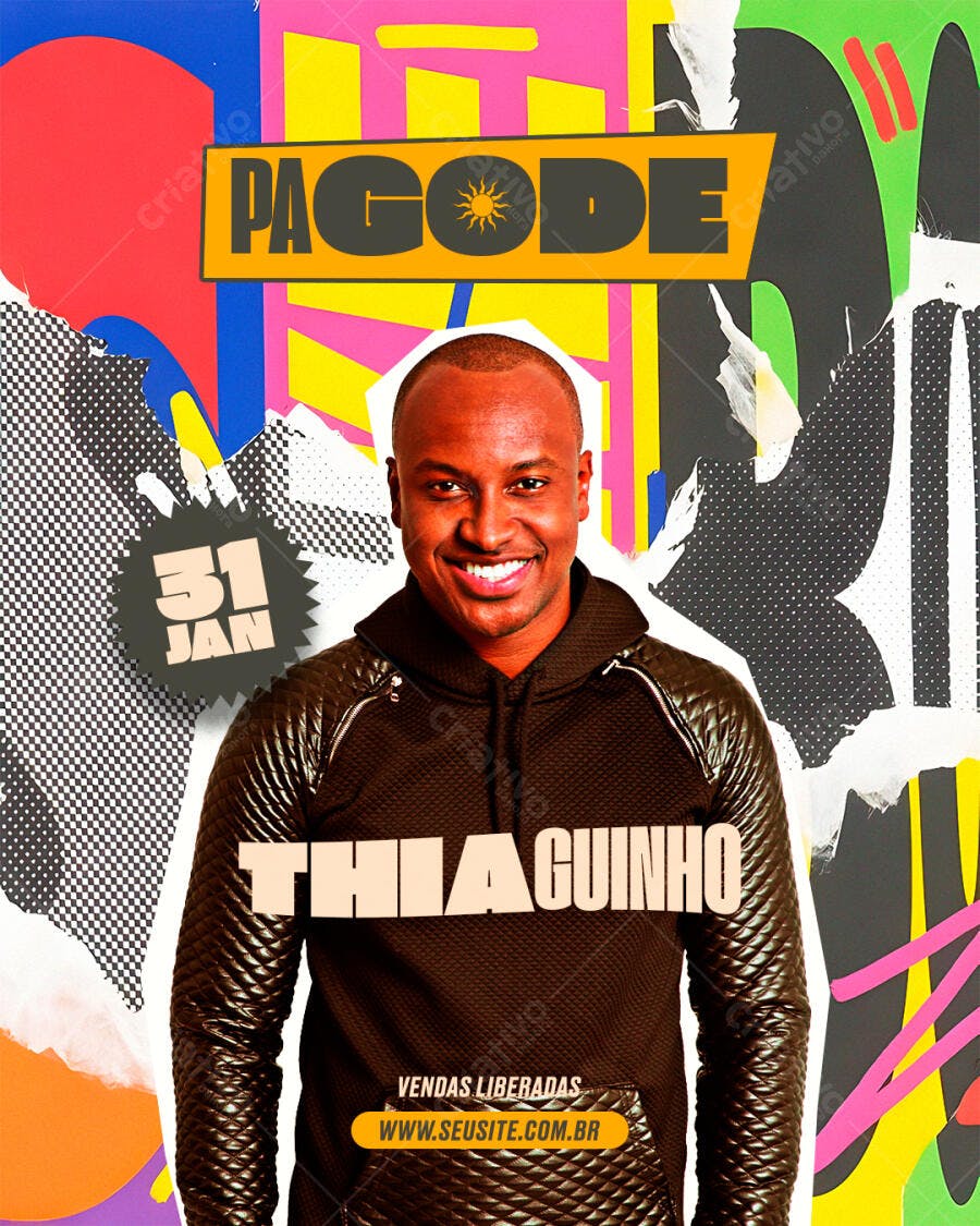 Flyer Pagode Show Thiaguinho Janeiro PSD Editável