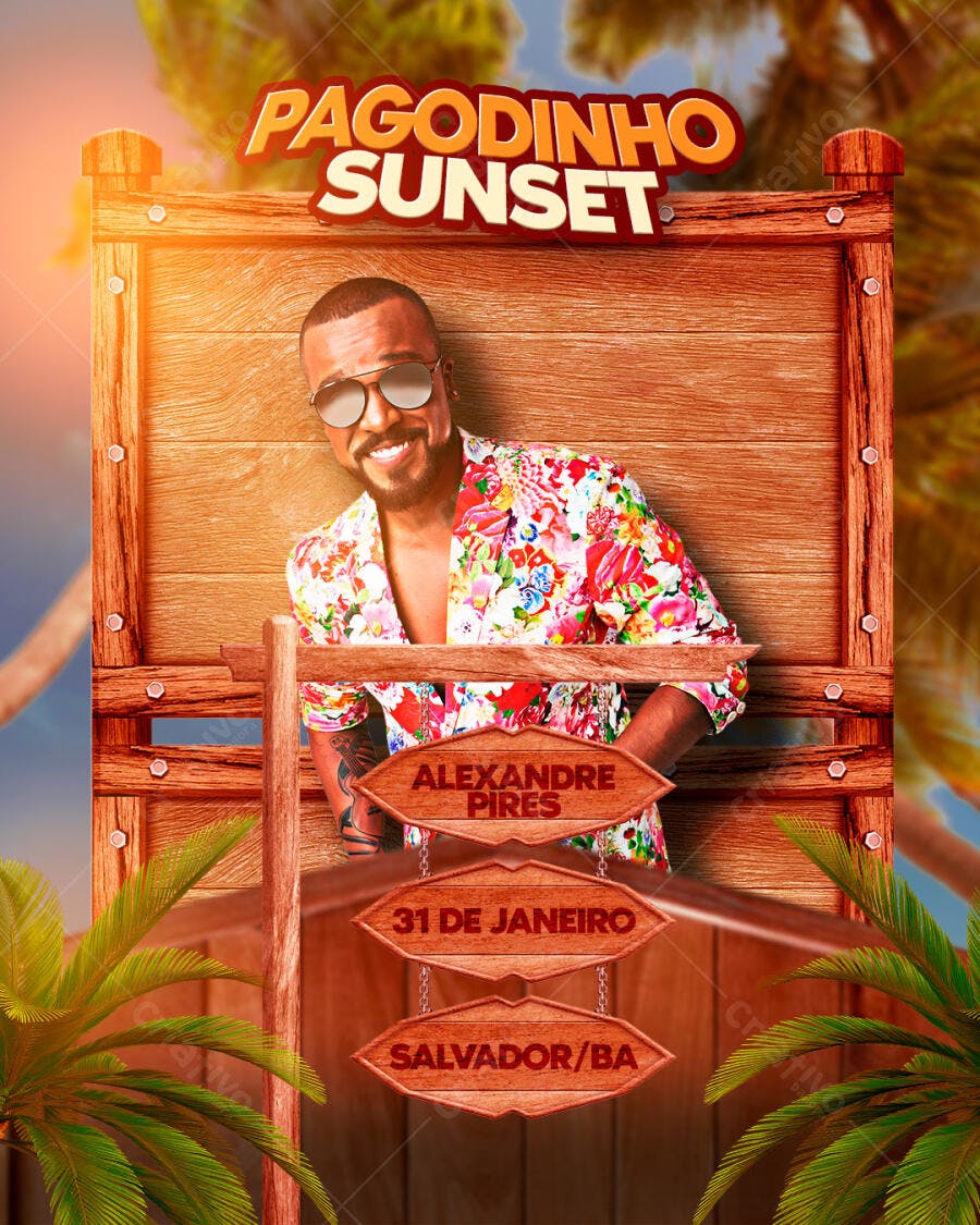 Flyer Pagodinho Sunset Janeiro Salvador PSD Editável