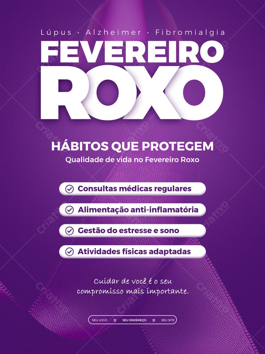 Post Fevereiro Roxo Saúde Conscientização PSD Editável