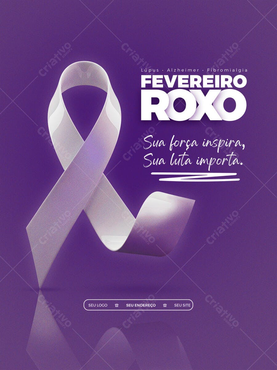 Post Instagram Fevereiro Roxo Conscientização PSD Editável