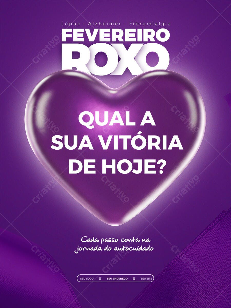 Post Fevereiro Roxo Saúde Conscientização PSD Editável