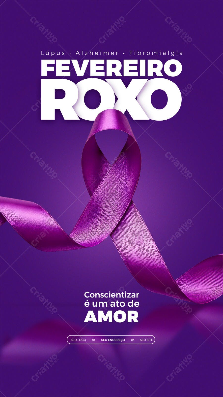 Post Instagram Fevereiro Roxo Conscientização PSD Editável
