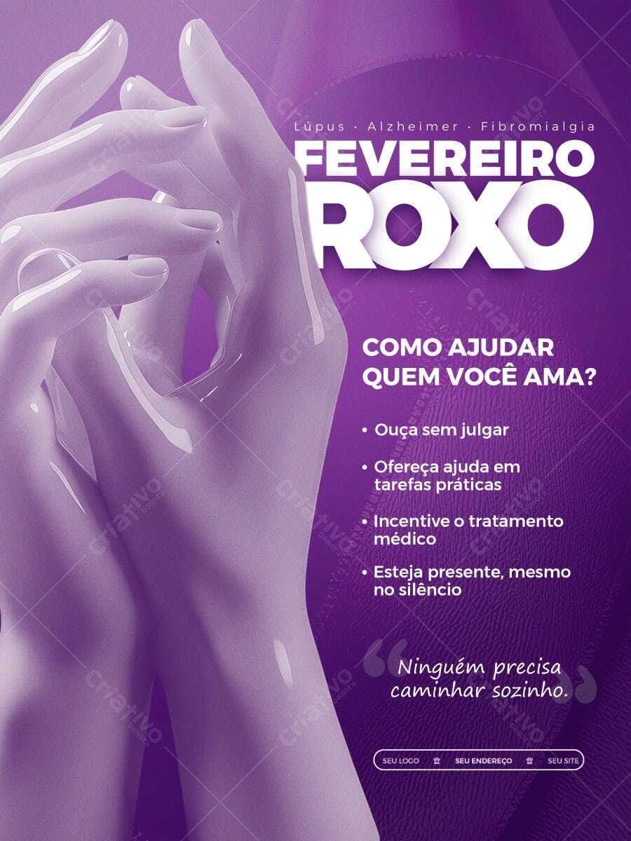 Post Instagram Fevereiro Roxo Conscientização PSD Editável