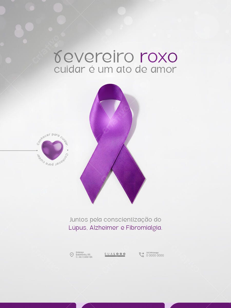 Fevereiro Roxo Campanha Conscientização PSD Editável