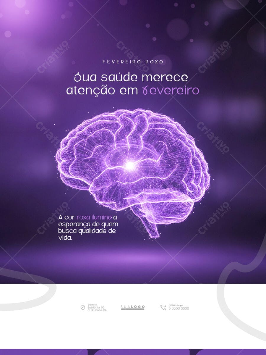 Post Fevereiro Roxo Saúde Mental Neurologia PSD Editável