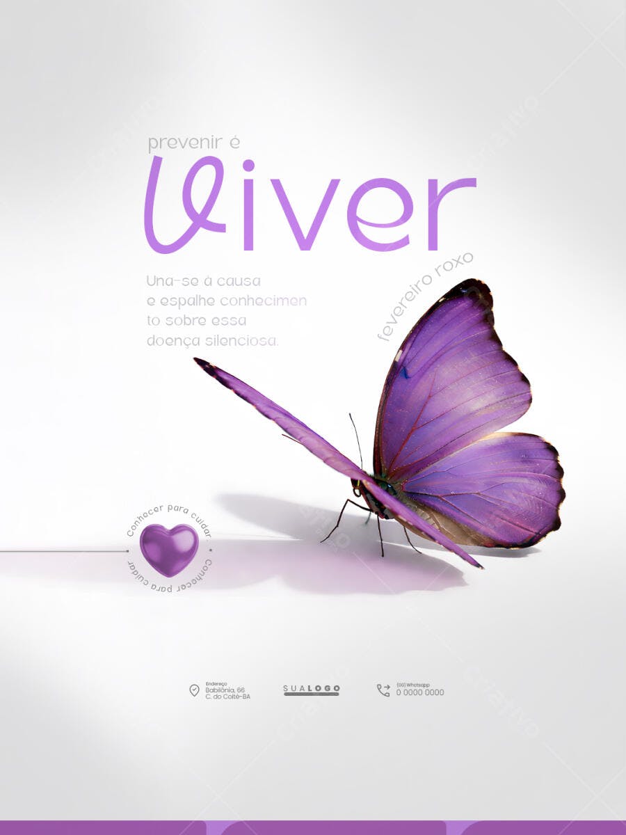 Flyer Fevereiro Roxo Doença Alzheimer PSD Editável