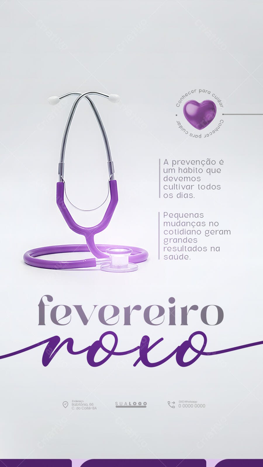 Story Instagram Fevereiro Roxo Saúde PSD Editável