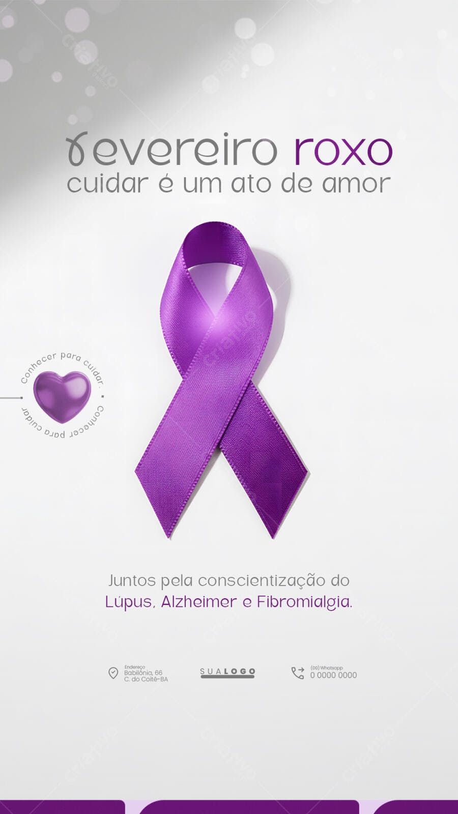 Post Instagram Fevereiro Roxo Conscientização PSD Editável