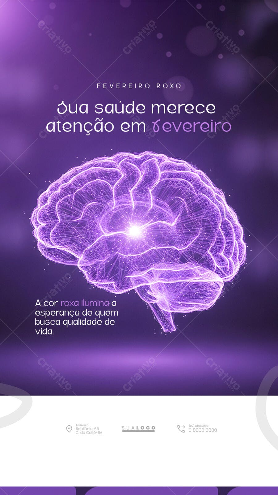 Story Instagram Fevereiro Roxo Saúde Mental PSD Editável