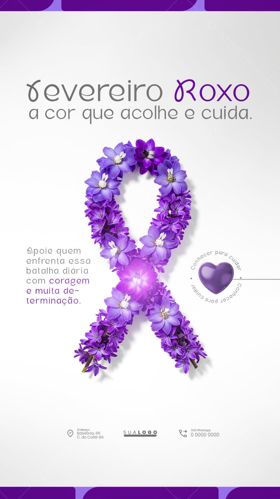 Post Instagram Fevereiro Roxo Conscientização PSD Editável