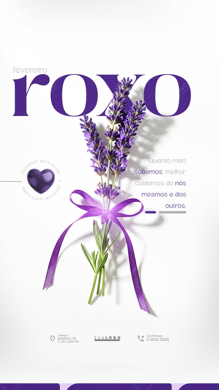 Story Instagram Fevereiro Roxo Saúde Mental PSD Editável