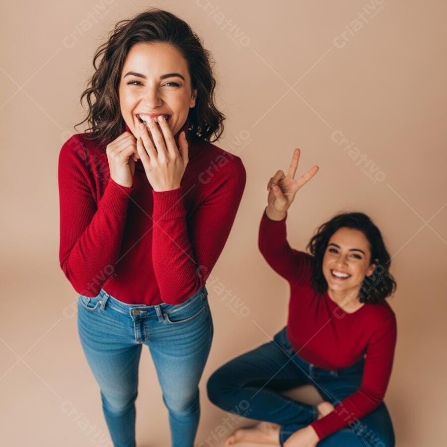 Foto Mulher Jovem Sorrindo Feliz Pessoas Fundo Neutro Estúdio