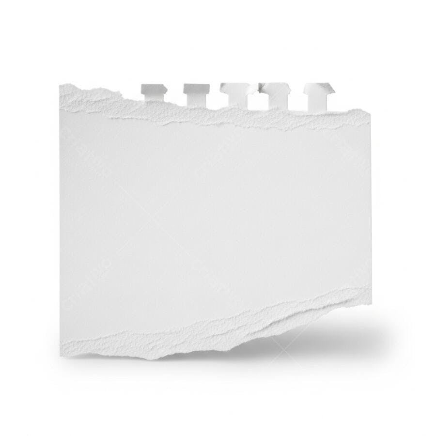 Foto Papel Rasgado Branco com Sombra Fundo Isolado
