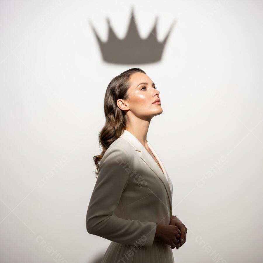 Foto Mulher Elegante Sombra Coroa Liderança Empoderamento