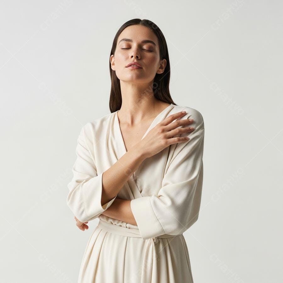 Foto Mulher Meditando Paz Interior Olhos Fechados Estúdio