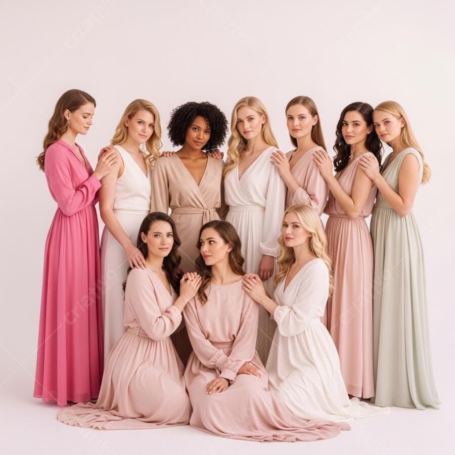 Foto Mulheres Madrinhas Casamento Vestidos Tons Pastéis