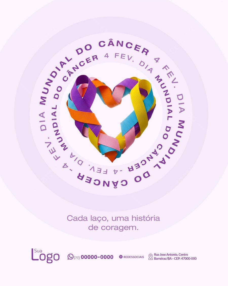 Post Dia Mundial do Câncer 4 Fev PSD Editável