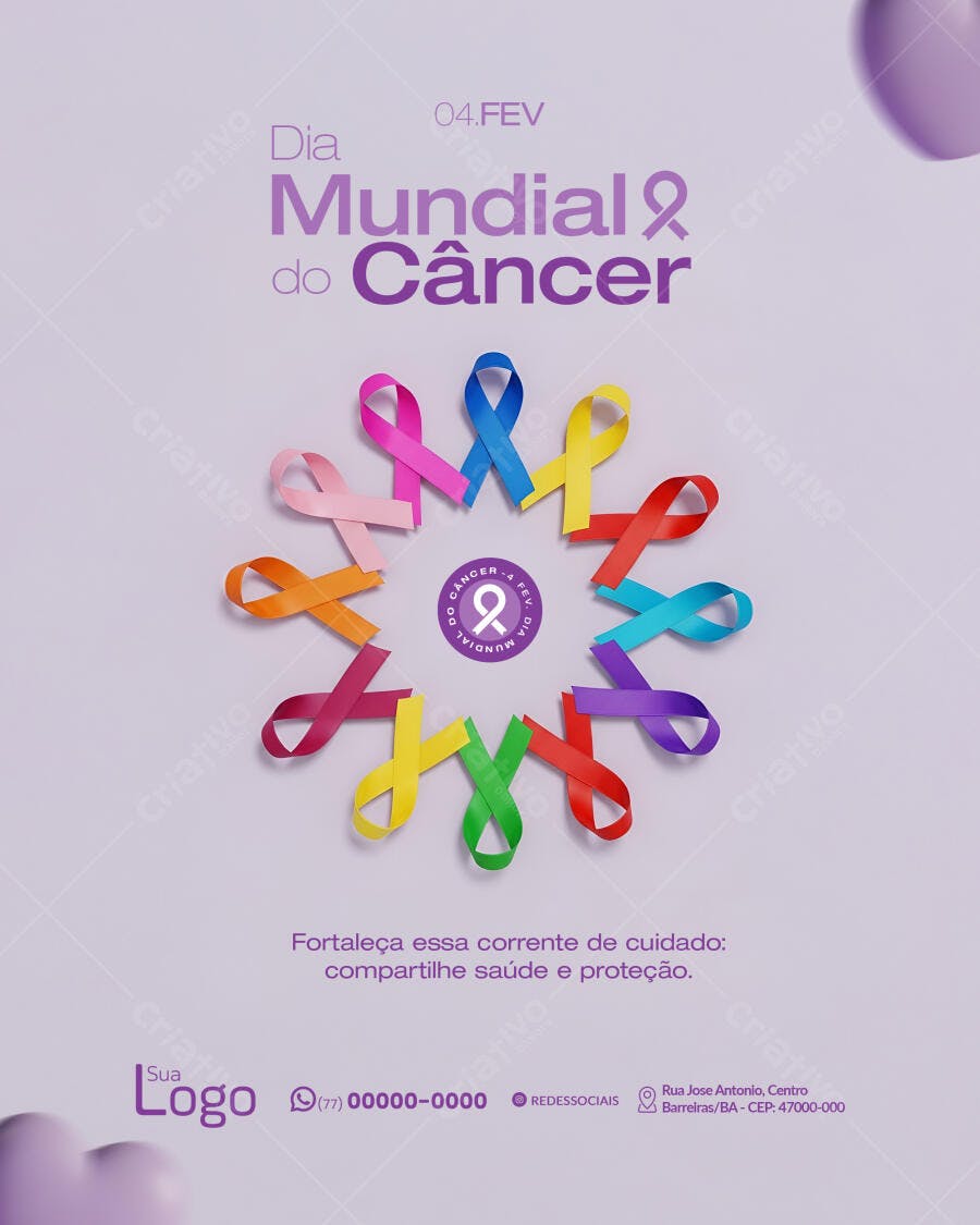 Post Instagram Dia Mundial do Câncer 04 FEV PSD Editável
