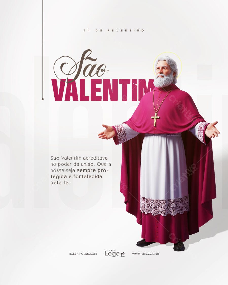 Post São Valentim 14 de Fevereiro PSD Editável