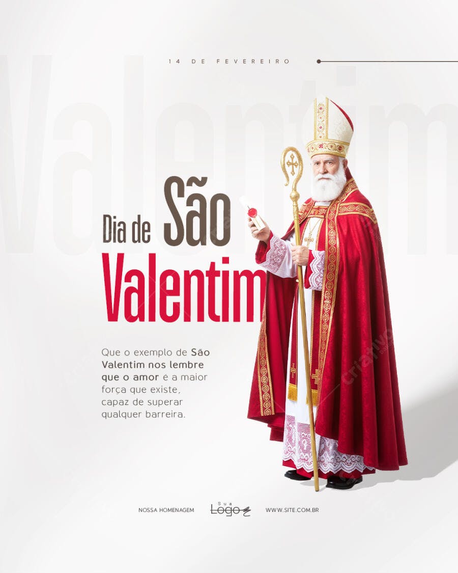 Post Dia de São Valentim Fevereiro PSD Editável