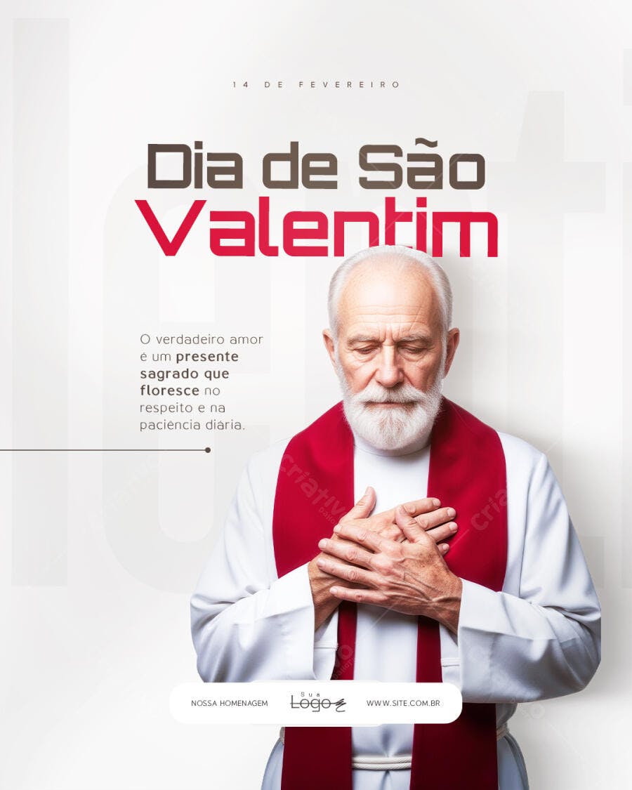 Post Dia de São Valentim Fevereiro PSD Editável