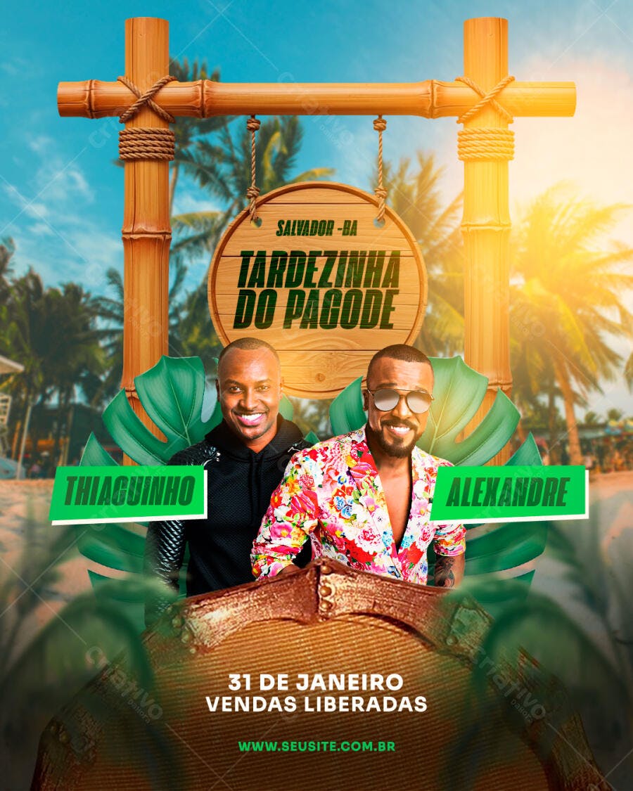 Flyer Tarde do Pagode Salvador Janeiro PSD Editável