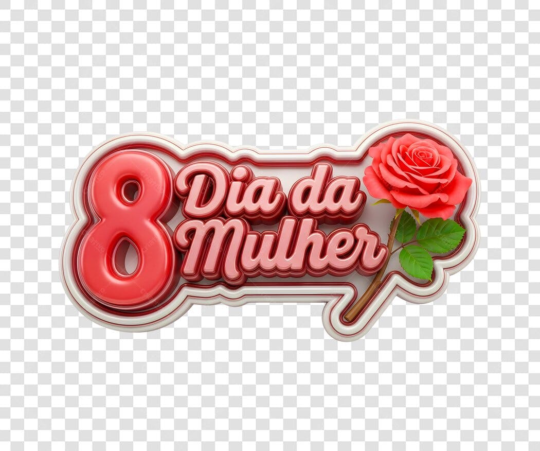 Elemento 3D Dia da Mulher 8 de Março Rosa PNG Fundo Transparente