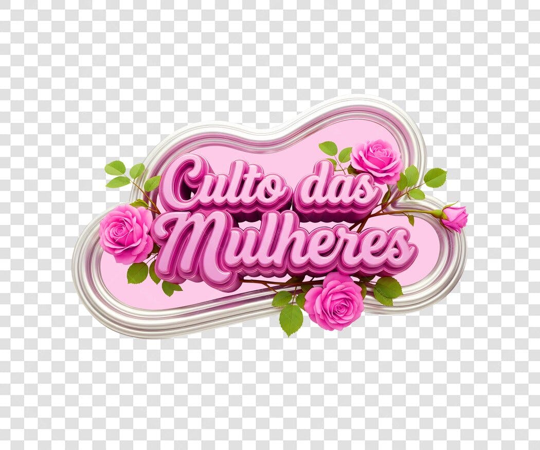Elemento 3D Culto das Mulheres Rosas PNG Fundo Transparente