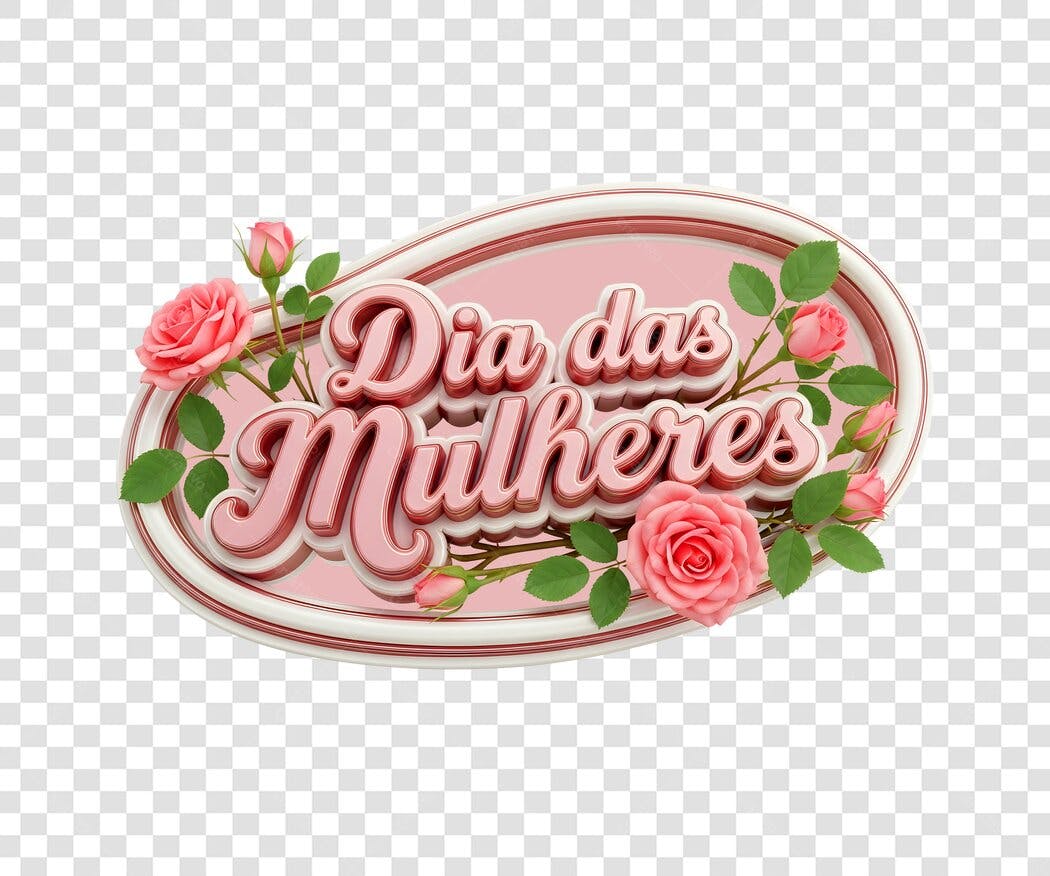 Elemento 3D Dia da Mulher 8 Março Rosas PNG Fundo Transparente