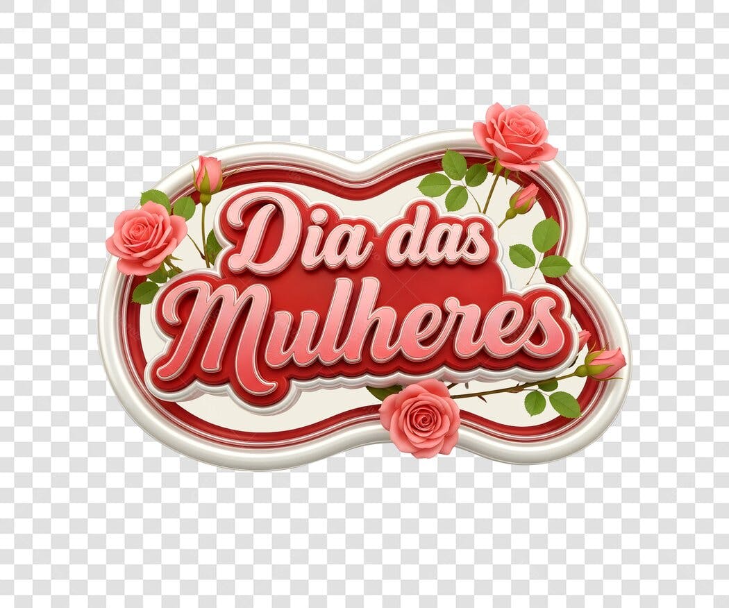 Elemento 3D Dia das Mulheres 8 Março Rosas PNG Fundo Transparente