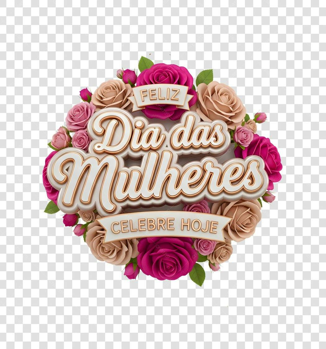 Elemento 3D Feliz Dia das Mulheres 8 Março PNG Fundo Transparente