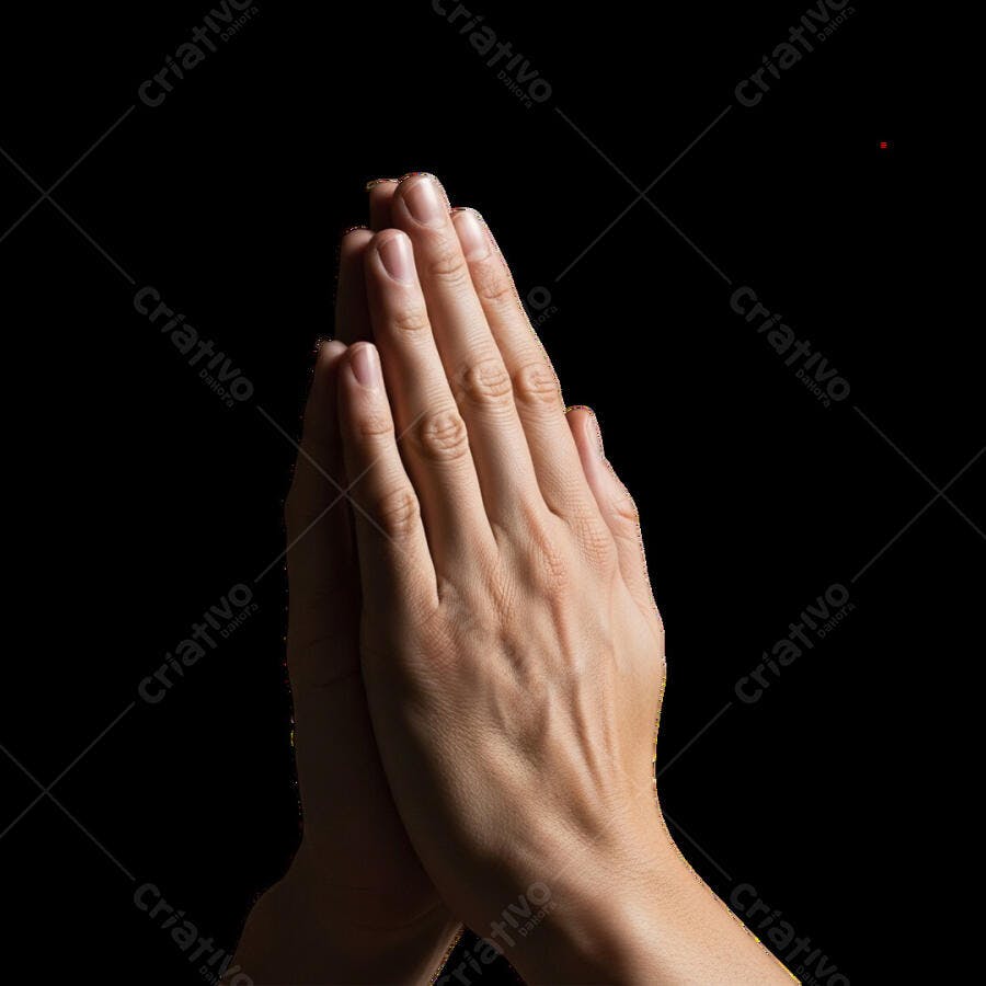 Mãos em Oração Fundo Preto Imagem Religiosa PSD Editável
