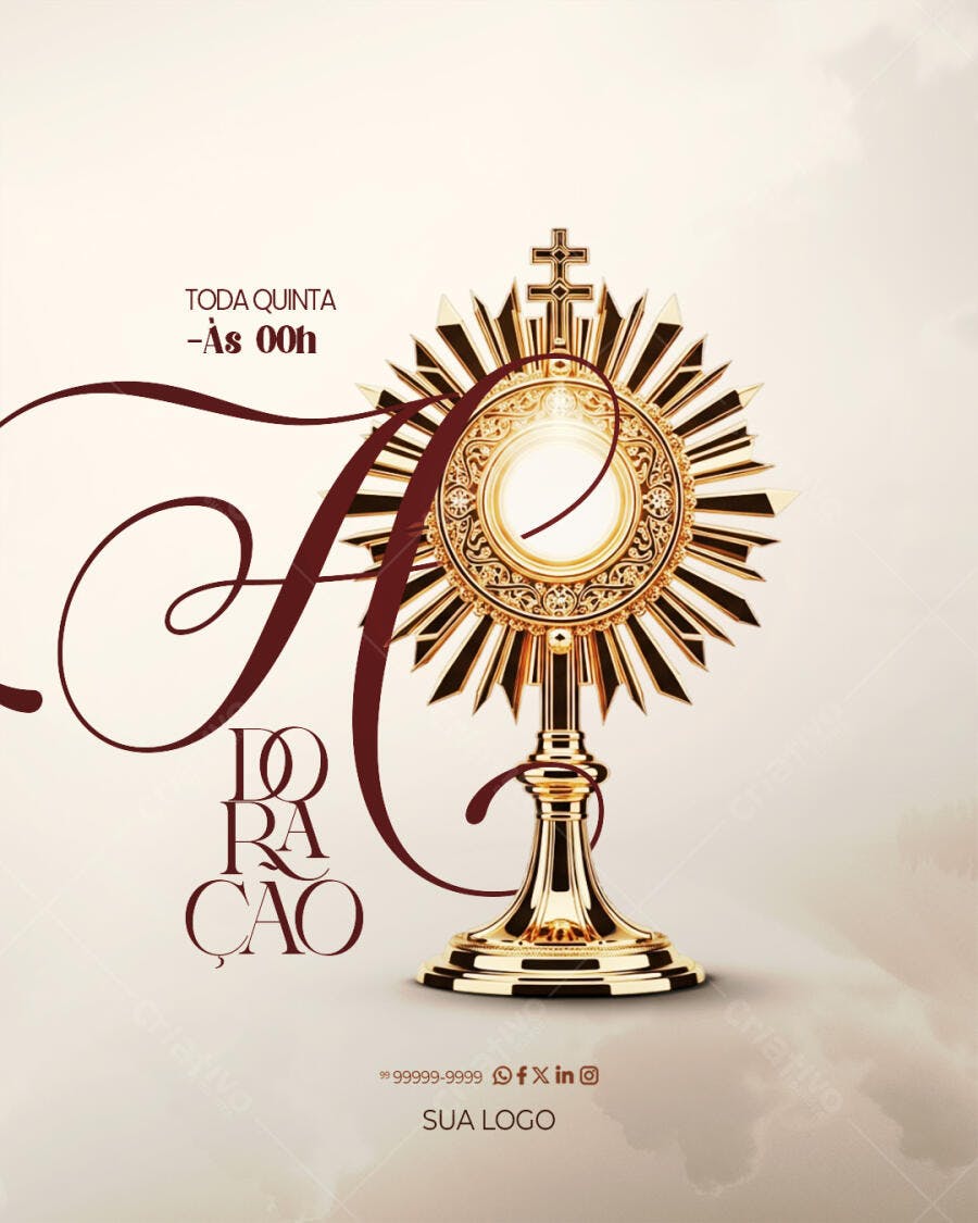 Post Instagram Adoração Eucarística Igreja PSD Editável
