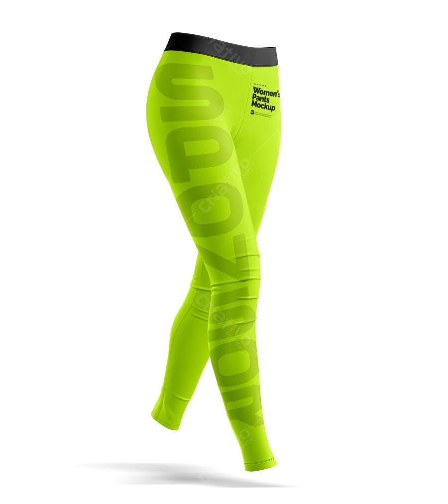 Mockup Legging Feminina Fitness Lateral Fundo Branco Editável