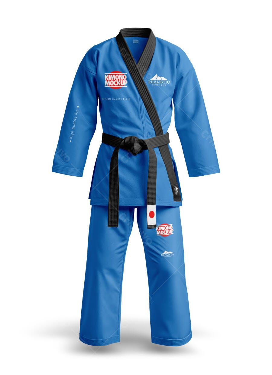 Mockup Kimono Azul Jiu Jitsu Frontal Editável