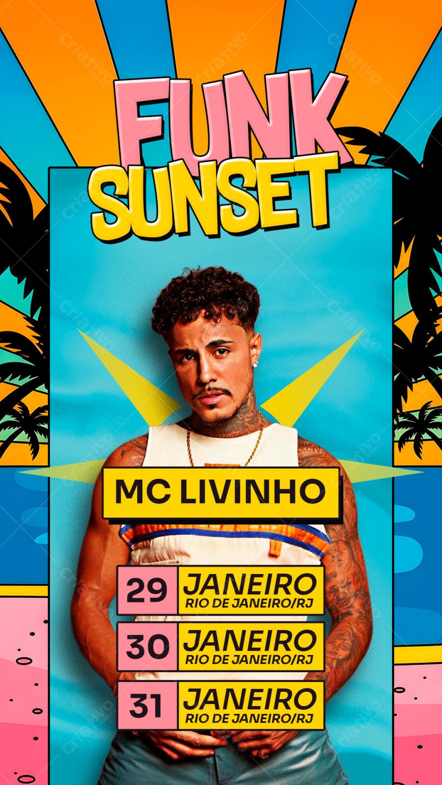 Story Funk Sunset Janeiro Rio de Janeiro PSD Editável